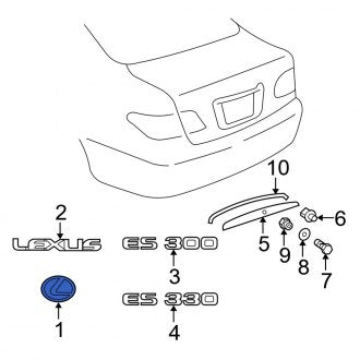 New OEM Rear Deck Lid Emblem Fits, 2002-2006 Lexus ES - Part # 7544733080