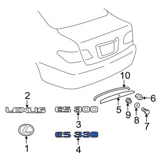 New OEM Rear Deck Lid Emblem Fits, 2004-2006 Lexus ES - Part # 7544233250