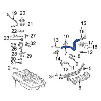New OEM Lower Fuel Filler Neck Fits, 2004-2012 Lexus ES - Part # 7721333100