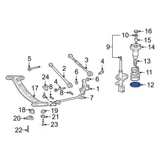 New OEM Rear Left Coil Spring Insulator Fits, 2005-2006 Lexus ES - Part # 4825833010