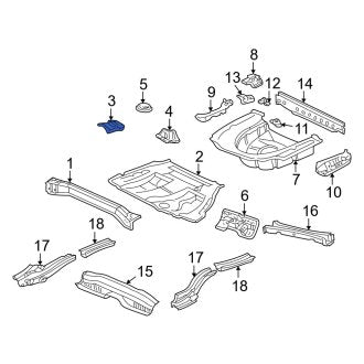 New OEM Rear Left Floor Pan Reinforcement Fits, 2002-2006 Lexus ES - Part # 5833733020