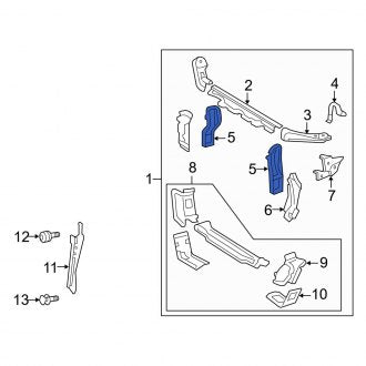 New OEM Front Left Radiator Support Side Panel Fits, 2007-2012 Lexus ES - Part # 5146633050