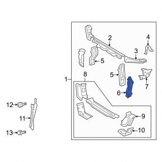 New OEM Front Right Radiator Support Side Panel Fits, 2007-2012 Lexus ES - Part # 5146533050