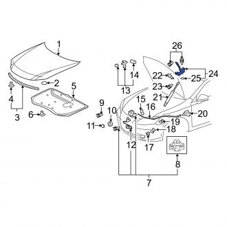 New OEM Front Right Hood Hinge Fits, 2007-2012 Lexus ES - Part # 5341033210