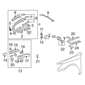 New OEM Front Left Fender Closing Plate Fits, 2007-2012 Lexus ES - Part # 5371806030