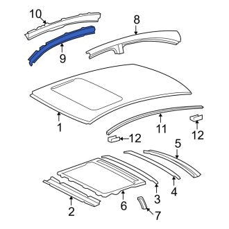 New OEM Right Inner Roof Side Rail Fits, 2007-2012 Lexus ES - Part # 6120133901