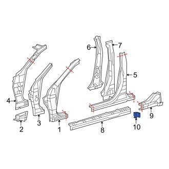 New OEM Rocker Panel Reinforcement Bracket Fits, 2007-2012 Lexus ES - Part # 6141833070