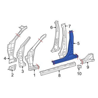 New OEM Right Body B-Pillar and Rocker Panel Fits, 2007-2012 Lexus ES - Part # 6131133070