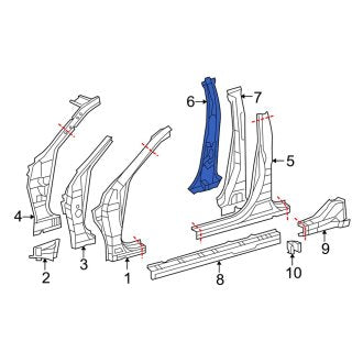 New OEM Right Inner Body B-Pillar Fits, 2007-2012 Lexus ES - Part # 6134333903