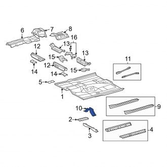 New OEM Rear Left Floor Pan Reinforcement Fits, 2007-2012 Lexus ES - Part # 5833707010