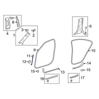 New OEM Front Right Door Opening Trim Fits, 2007-2009 Lexus ES - Part # 6231533020A0