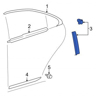 New OEM Rear Left Door Applique Fits, 2007-2012 Lexus ES - Part # 7576233020