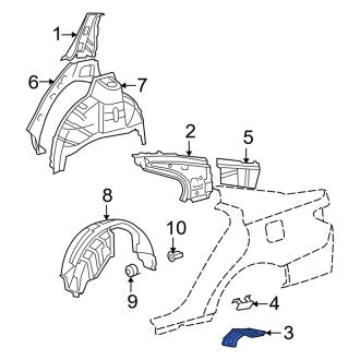 New OEM Rear Right Quarter Panel Extension Fits, 2007-2012 Lexus ES - Part # 6162533070