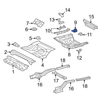 New OEM Rear Right Floor Pan Reinforcement Fits, 2007-2012 Lexus ES - Part # 5833607010