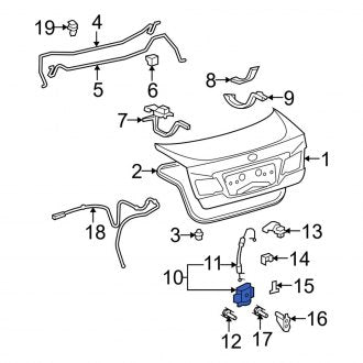 New OEM Rear Deck Lid Latch Fits, 2007-2012 Lexus ES - Part # 6460033140