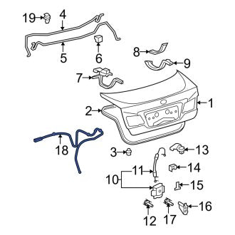 New OEM Rear Deck Lid Release Cable Fits, 2007-2012 Lexus ES - Part # 6460733140