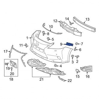 New OEM Front Left Bumper Cover Support Rail Fits, 2013-2018 Lexus ES - Part # 5214606020