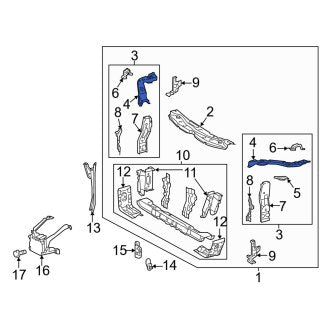 New OEM Front Left Upper Radiator Support Tie Bar Extension Fits, 2013-2018 Lexus ES - Part # 5321433060