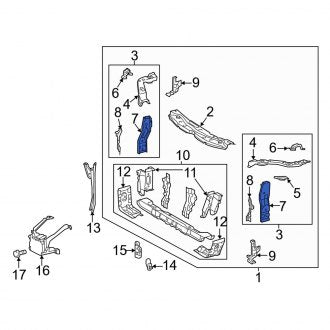 New OEM Left Radiator Support Panel Brace Fits, 2013-2018 Lexus ES - Part # 5146633070