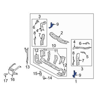 New OEM Right Radiator Support Bracket Fits, 2013-2018 Lexus ES - Part # 5214133120