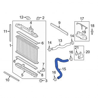 New OEM Lower Radiator Coolant Hose Fits, 2013-2018 Lexus ES - Part # 1657236120