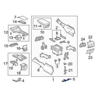 New OEM Rear Console Bracket Fits, 2013-2018 Lexus ES - Part # 5899633090