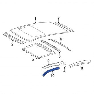 New OEM Left Roof Side Rail Reinforcement Fits, 2016-2018 Lexus ES - Part # 6120206900