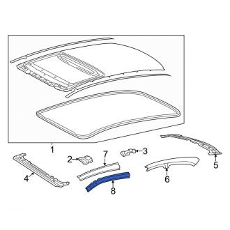 New OEM Left Roof Side Rail Reinforcement Fits, 2013-2015 Lexus ES - Part # 6120233907