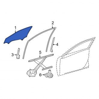 New OEM Front Right Door Glass Fits, 2016-2018 Lexus ES - Part # 6810106320