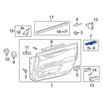 New OEM Rear Left Door Window Switch Bezel Fits, 2013-2015 Lexus ES - Part # 7428033100C0