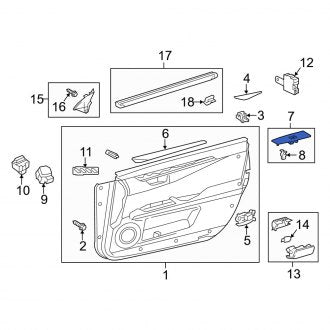 New OEM Front Left Door Window Switch Bezel Fits, 2016-2018 Lexus ES - Part # 7424006120