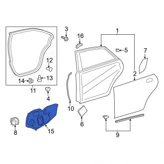 New OEM Rear Left Door Water Deflector Fits, 2016-2018 Lexus ES - Part # 6784206160