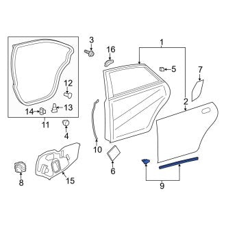 New OEM Rear Right Lower Door Seal Fits, 2013-2018 Lexus ES - Part # 6788733040