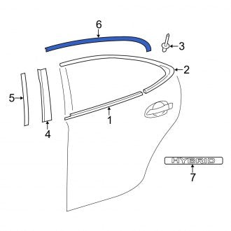 New OEM Front Left Rearward Black Out Tape Fits, 2016-2018 Lexus ES - Part # 7598606100