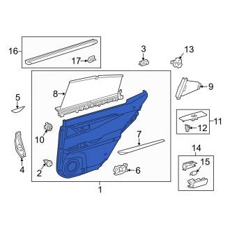 New OEM Rear Right Inner Door Interior Trim Panel Fits, 2017-2018 Lexus ES - Part # 6763033F41L1