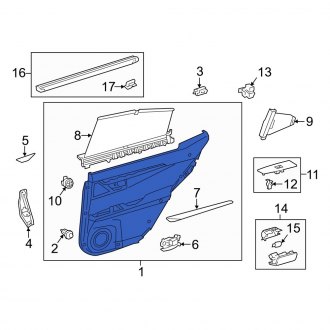 New OEM Rear Right Inner Door Interior Trim Panel Fits, 2016-2018 Lexus ES - Part # 6763033F40C8