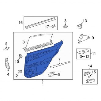 New OEM Front Left Inner Door Interior Trim Panel Fits, 2014-2015 Lexus ES - Part # 6762033E40A5