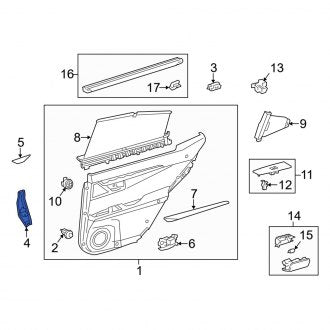 New OEM Rear Right Inner Door Interior Trim Panel Bracket Fits, 2013-2018 Lexus ES - Part # 6764733010