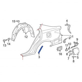 New OEM Rear Left Stone Guard Fits, 2016-2018 Lexus ES - Part # 6785806020