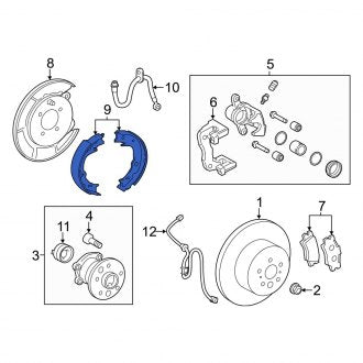 New OEM Rear Parking Brake Shoe Fits, 2013-2018 Lexus ES - Part # 4654033020