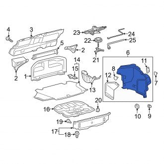 New OEM Rear Left Rearward Trunk Trim Panel Fits, 2013-2018 Lexus ES - Part # 6472233220C0