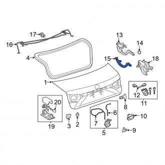 New OEM Right Deck Lid Hinge Cap Fits, 2013-2018 Lexus ES - Part # 6457133030