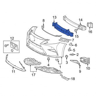 New OEM Front Bumper Impact Absorber Fits, 2016-2018 Lexus ES - Part # 5261106450