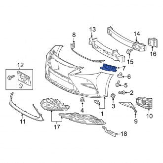 New OEM Front Right Bumper Cover Support Rail Fits, 2013-2018 Lexus ES - Part # 5214506020