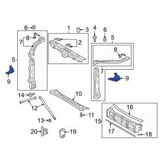 New OEM Left Radiator Support Side Panel Bracket Fits, 2019-2024 Lexus ES - Part # 5214206200