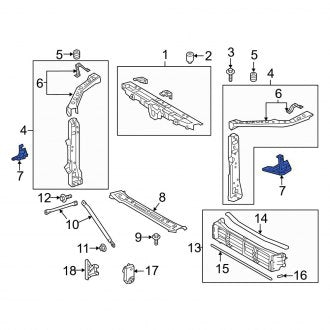 New OEM Right Radiator Support Side Panel Bracket Fits, 2019-2024 Lexus ES - Part # 5214106210