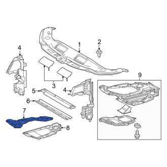 New OEM Front Right Radiator Support Splash Shield Fits, 2019-2024 Lexus ES - Part # 5144307010