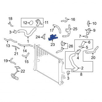 New OEM Engine Coolant Outlet Flange Fits, 2019-2024 Lexus ES - Part # 1635125040