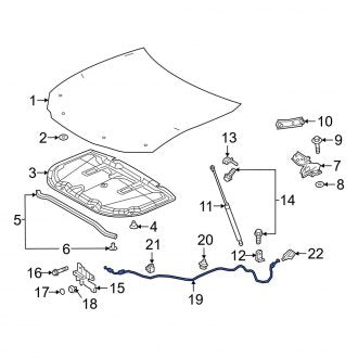 New OEM Front Hood Release Cable Fits, 2019-2024 Lexus ES - Part # 5363006220