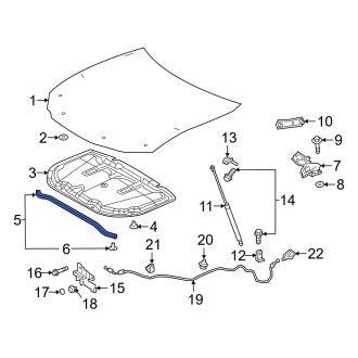 New OEM Front Hood Seal Fits, 2019-2024 Lexus ES - Part # 5338106170